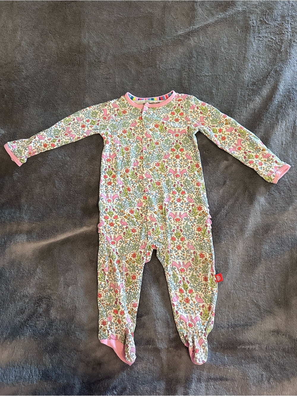 Magnetic Me Bunny Floral Bundle: Footie Sleeper & Dress Set 3-6 Months
